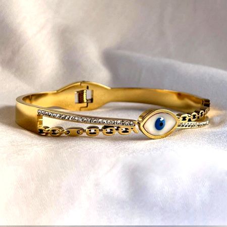 18K Gold Plated Evil Eye Zirconia Kada